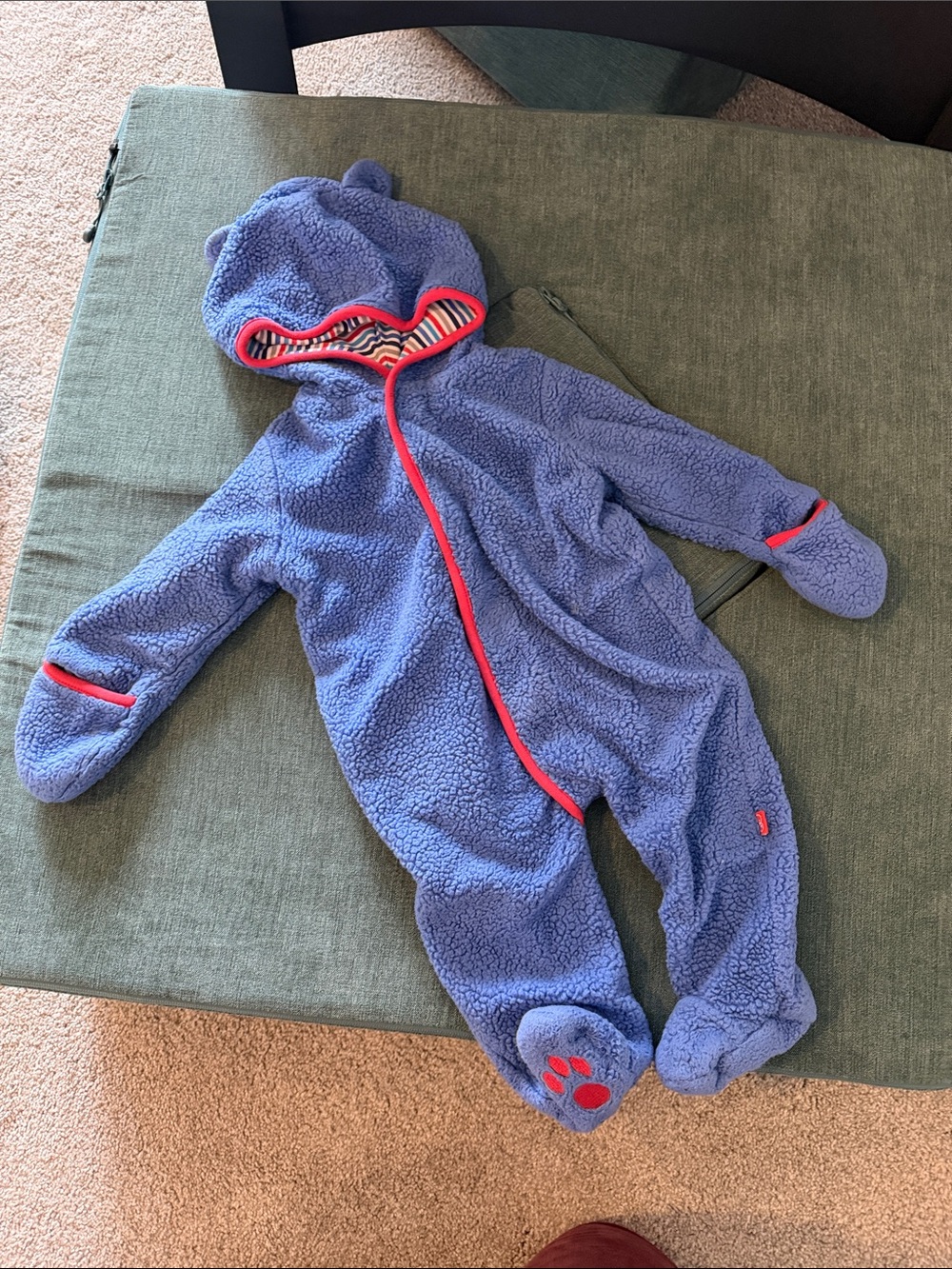 Magnetic Me Blue Plush Footed One-Piece with Red Trim
